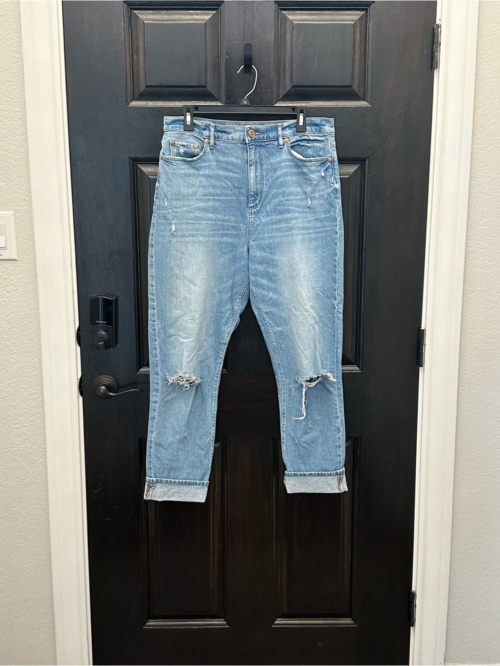 Loft Light Wash Distressed High Rise Boyfriend Jeans Size 10